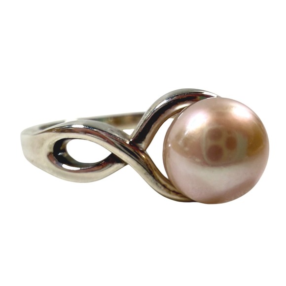 Jewelry - Sterling Silver Pink Cultured Pearl Bypass Infinity Ring Size 6.5 925 STER